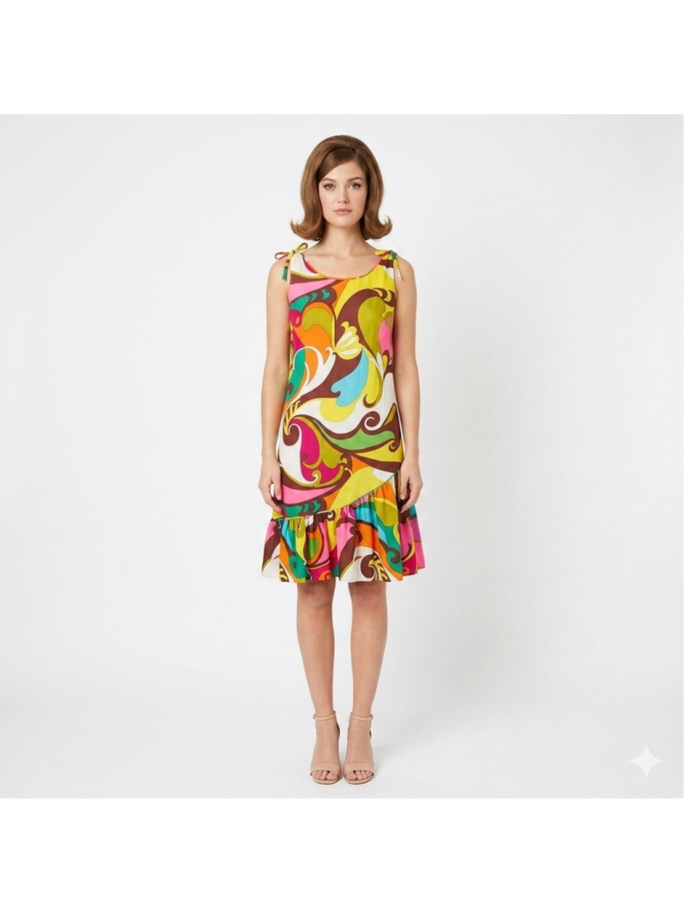 Vintage 1960s Rhapsody by Glazier Psychedelic Sleeveless Shift Dress Size Small